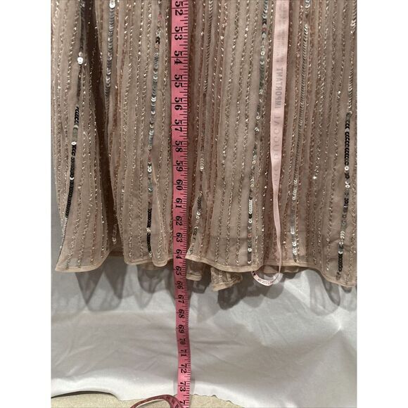 NWT Mac Duggal [ 10 ] 93583 Sequined V Neck Cape Sleeve Column‎ Gown Rose Pink - Picture 9 of 15